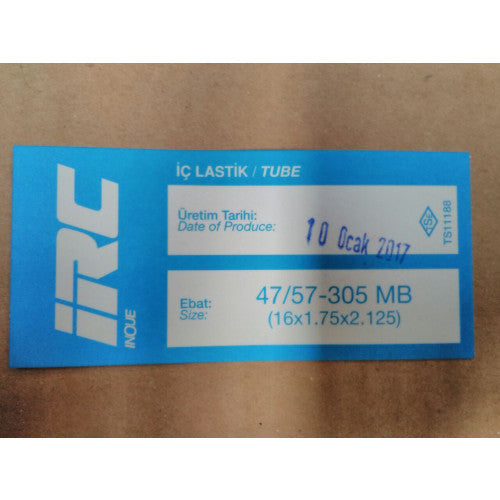IRC İç Lastik 16x1.75x2.125 (47/57-305 Mb) (8602)