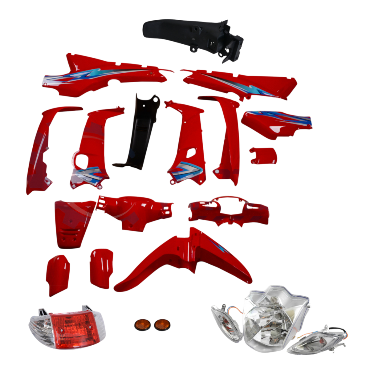 Mondial KH Kaporta Seti (Kırmızı) (Far Stop Dahil) (Mondial MFH CUB Uyumlu)