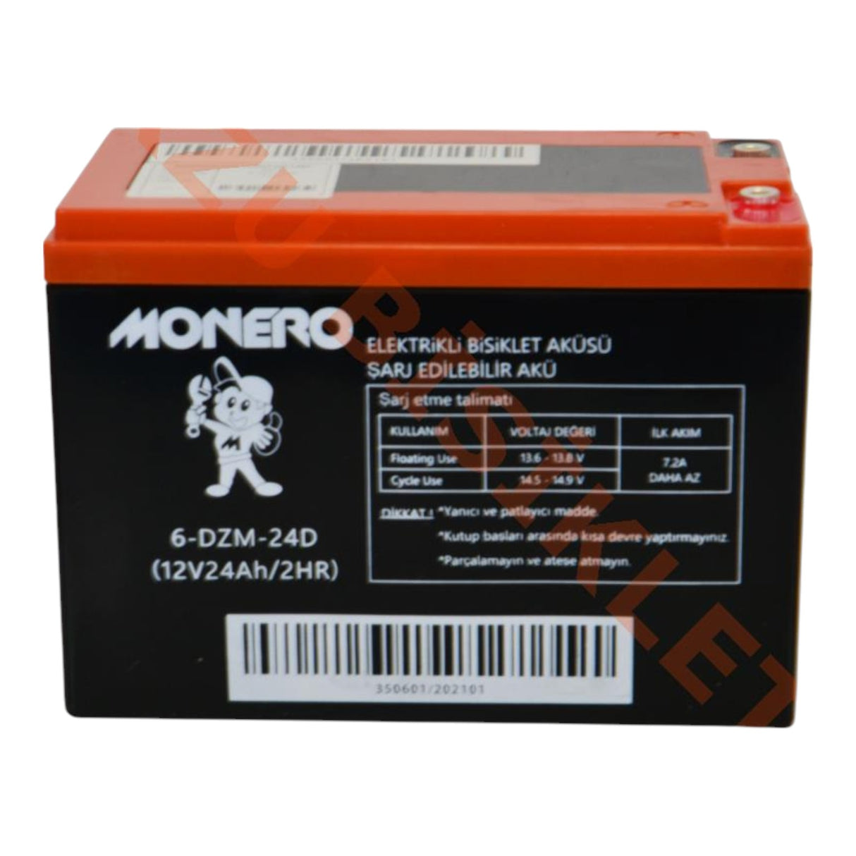 Monero E-Bike Akü 12V-24 Amper (Yatık) (185-105-130mm)