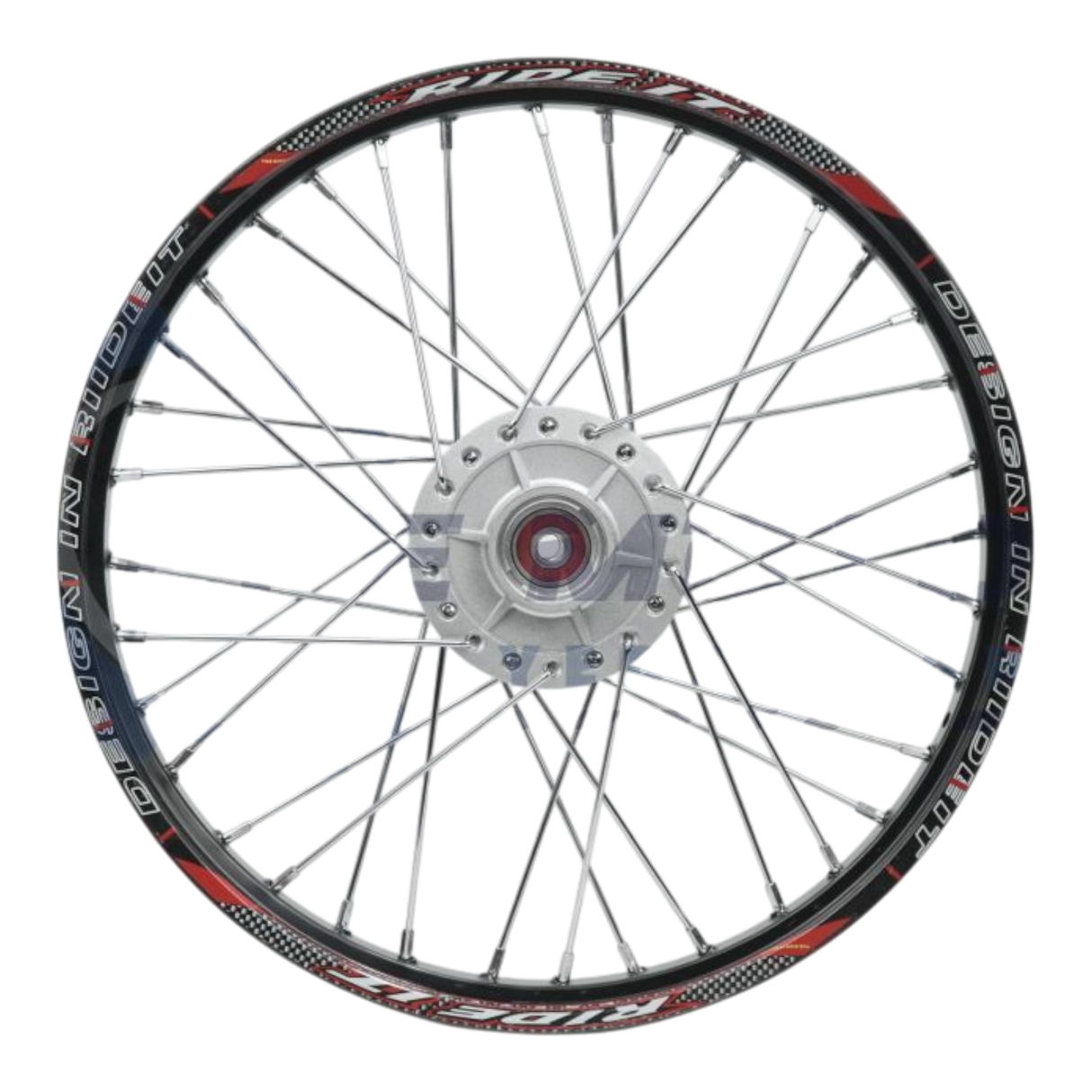 CG Serisi Ön Jant Komple (1.20x17) (Telli) (Disk Fren Modeli) (Siyah Jant, Gri Göbek, Krom Tel)