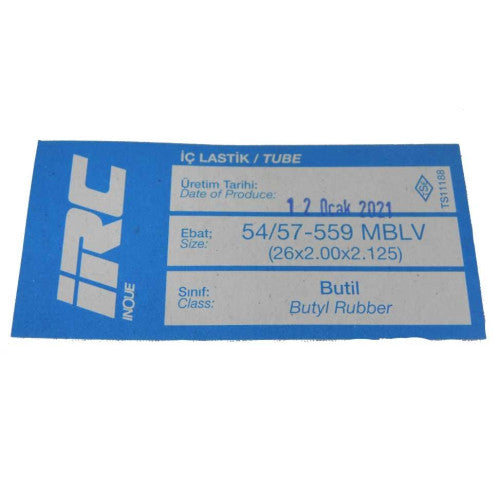IRC İç Lastik 26x2.00x2.125 (54/57-559 MB-L/V) (8645)