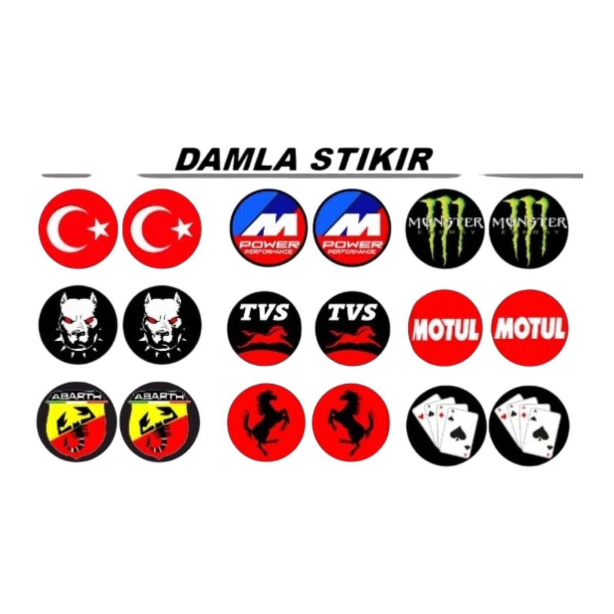 Motosiklet Yuvarlak Damla Logo Seti (18 Parça) (İthal)